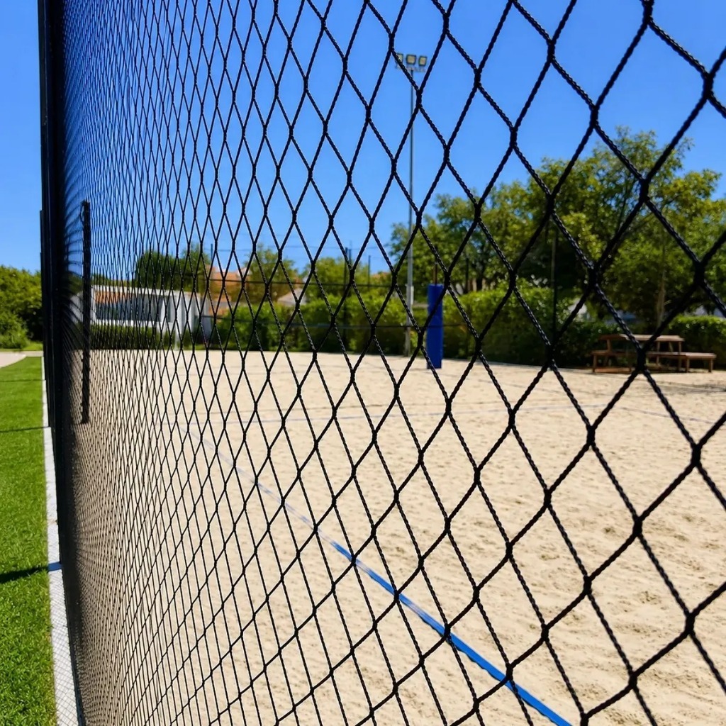 Rede Tela Proteção 5,0m x 2,0m Quadra Beach Tennis Futevôlei Polipropileno UV Fio 2mm Malha 4x4