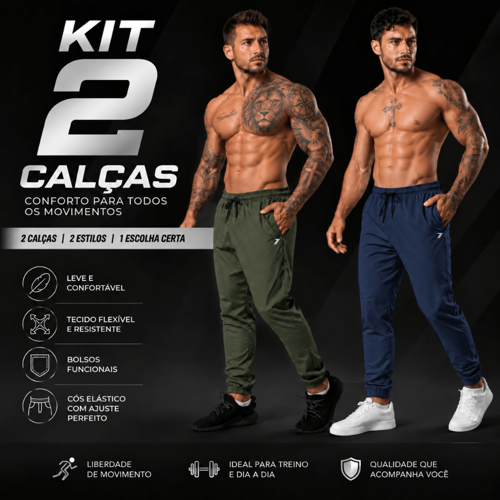 Kit 2 Calças Masculina Jogger Tactel Conforto, Estilo e Liberdade de Movimento na Academia e Corrida