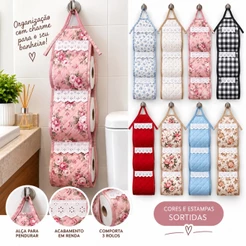 Porta Papel Higiênico para 3 Rolos – Estampas e Cores Sortidas – 60 x 15 cm