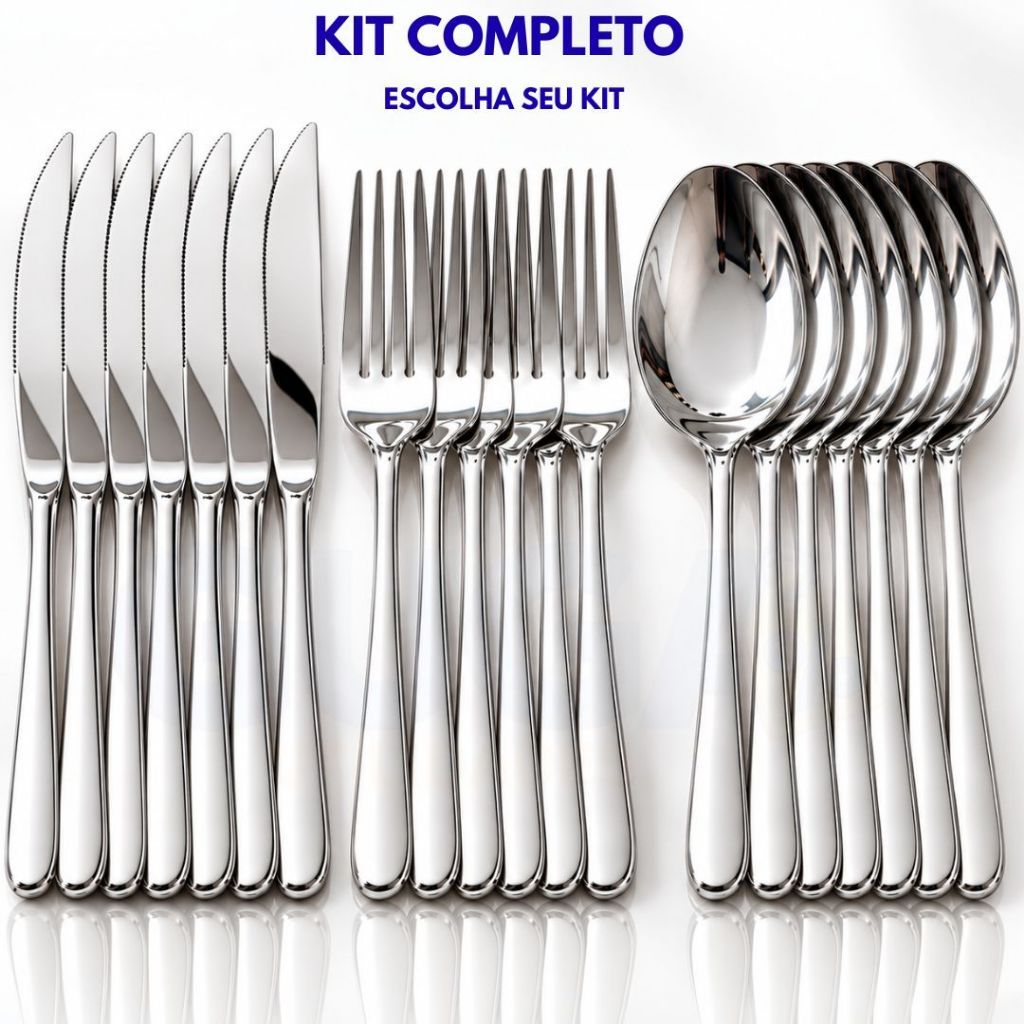 Kit Talhares Garfo Colher Faca Mesa 18 36 54 Peças Kit Buffet Restaurante Faqueiro Premium Aço Inox
