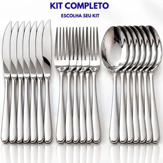 Kit Talhares Garfo Colher Faca Mesa 18 36 54 Peças Kit Buffet Restaurante Faqueiro Premium Aço Inox