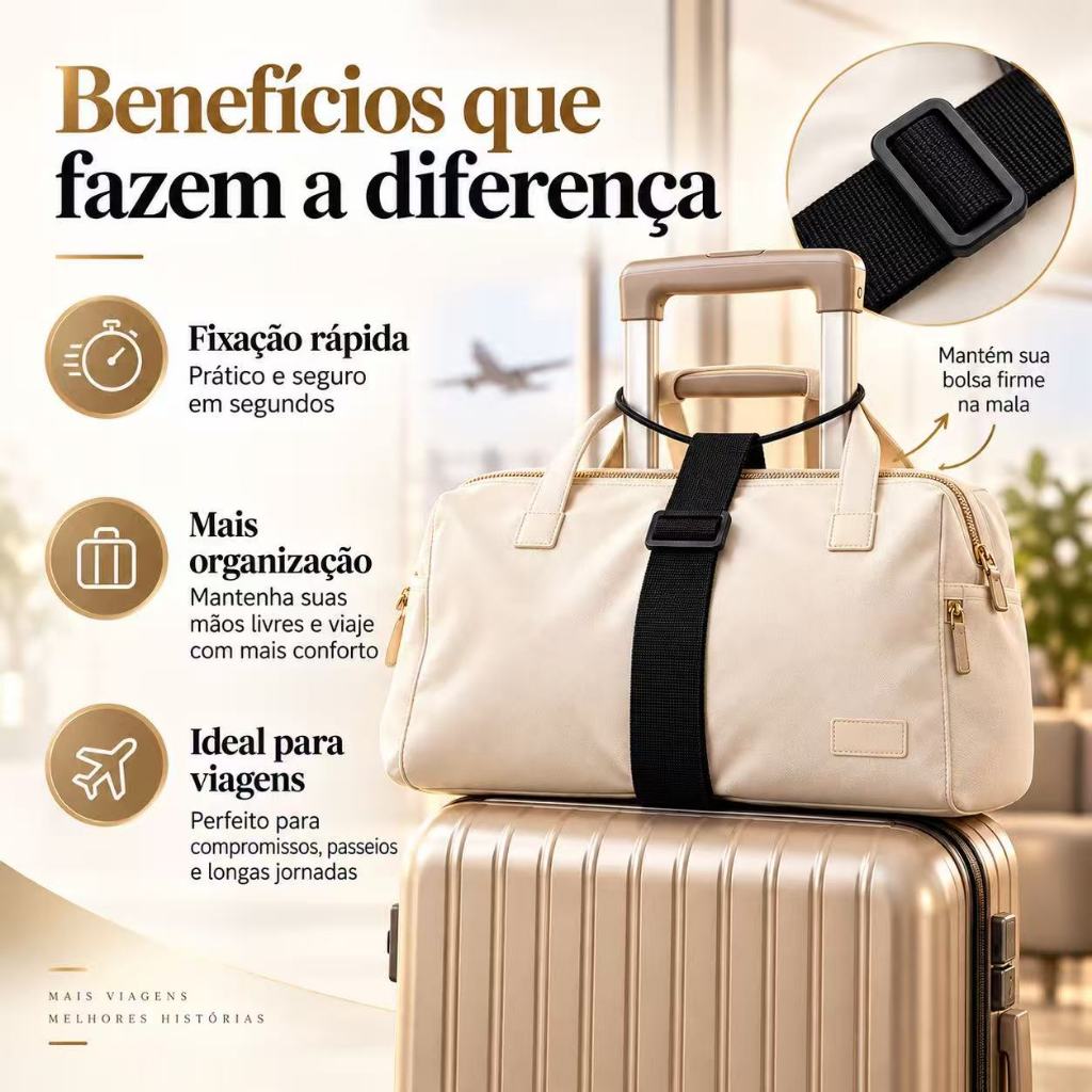 Imagem Acessório Organizador de Viagem para Mala – Cinta Regulável para Bolsa e Bagagem de Mão