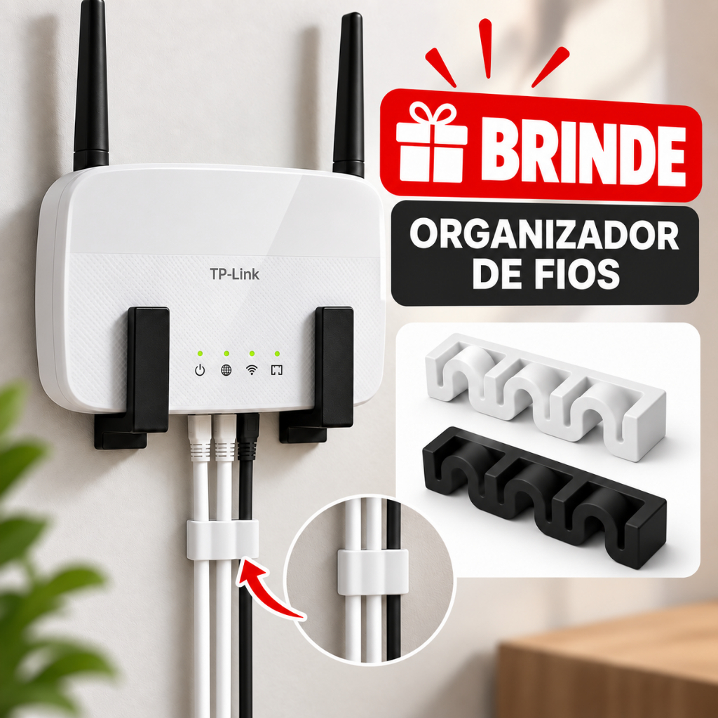 Suporte Roteador Modem Wifi Pararede Sem Furo Auto-Adesivo Fita 3M Organizador Universal Casa Escritório
