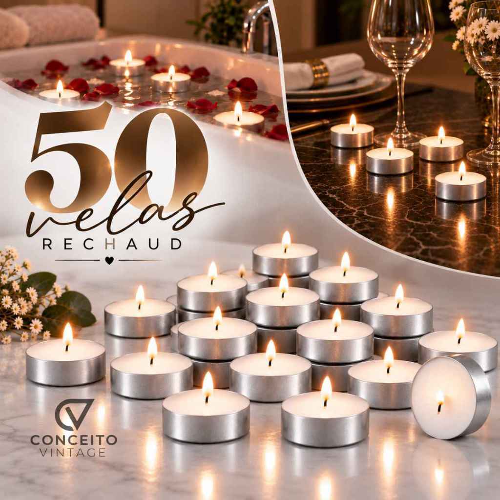 Velas Rechaud Decorativas com Suporte Alumínio para Decoração Românticas