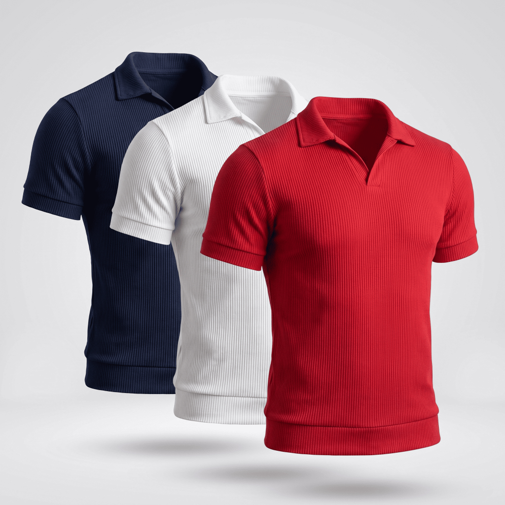 Kit 3 Camisa Polo Italiana Masculina Texturizada Sem Botão Manga Slim Luxo