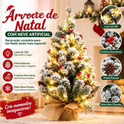 Árvore de Natal Pinheiro Flocos de Neve Luxo 60cm-17 enfeites