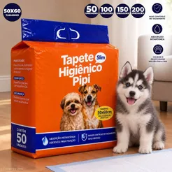 Kit 50/100/150/200 Tapetes Higiênico Pet Fralda Descartável Absorvente para Cachorro Adulto e Filhote - 50x60 cm