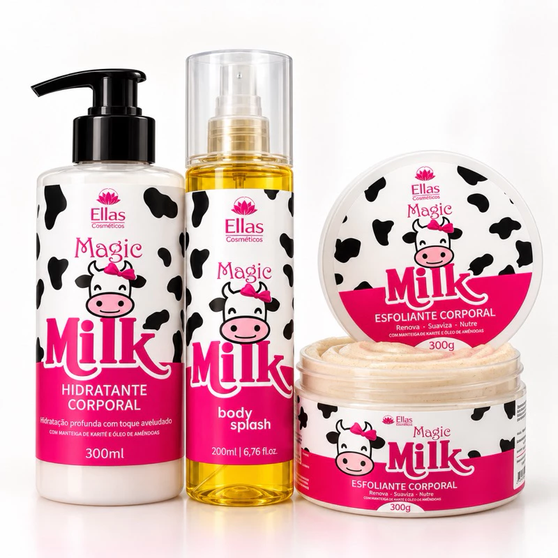 Kit Vaquinha Magic Milk Hidratante Corporal + Esfoliante Corporal + Body Splash 200ml — imagem 1