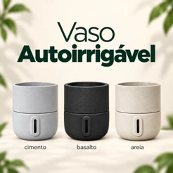 Vaso Autoirrigável Brota Urbi Cimento Basalto Areia Tecnologia Planta Flores Visor de Nível de Água Leve Resistente