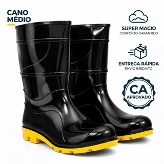 Bota Galocha Impermeável EPI PVC Proteção Chuva Motoboy Entregador Limpeza Reforçada Pescaria Unissex