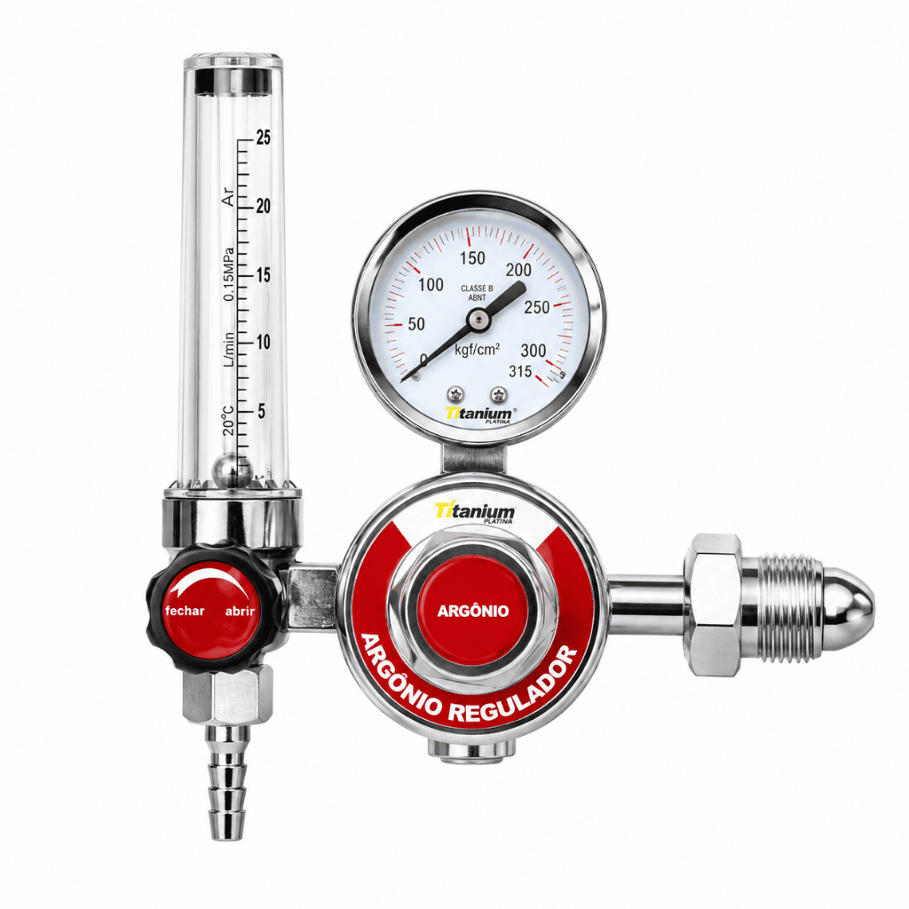 Regulador de Argônio com Fluxômetro para Soldagem – Titanium Platina