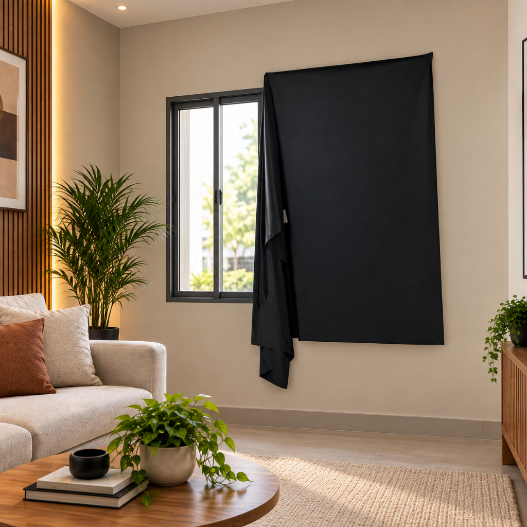 Cortina Painel Blackout PVC 100% com Velcro Adesivo para Quarto Sala Cozinha