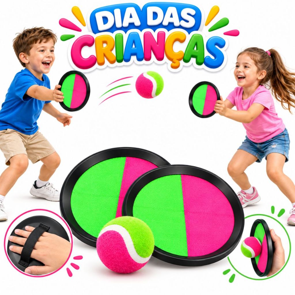 Jogo  Bateu Colou Com Bolinha De Tênis - Raquete De Velcro