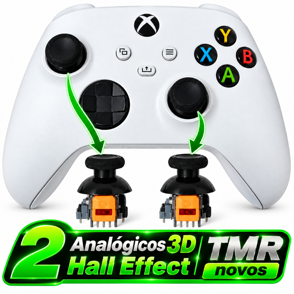 Controle sem Fio Original Xbox Series X · S, Xbox One, PC -controle com analógicos novos Hall Effect sem drift