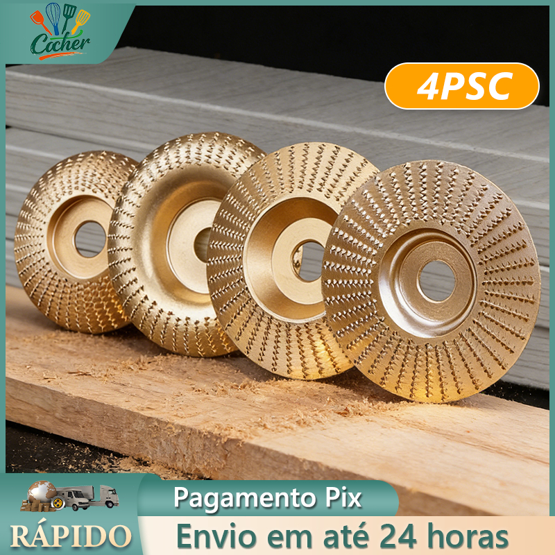 Jogo 4 peças Disco De Desbaste Madeira para Esmerilhadeira 100mm 4 polegadas