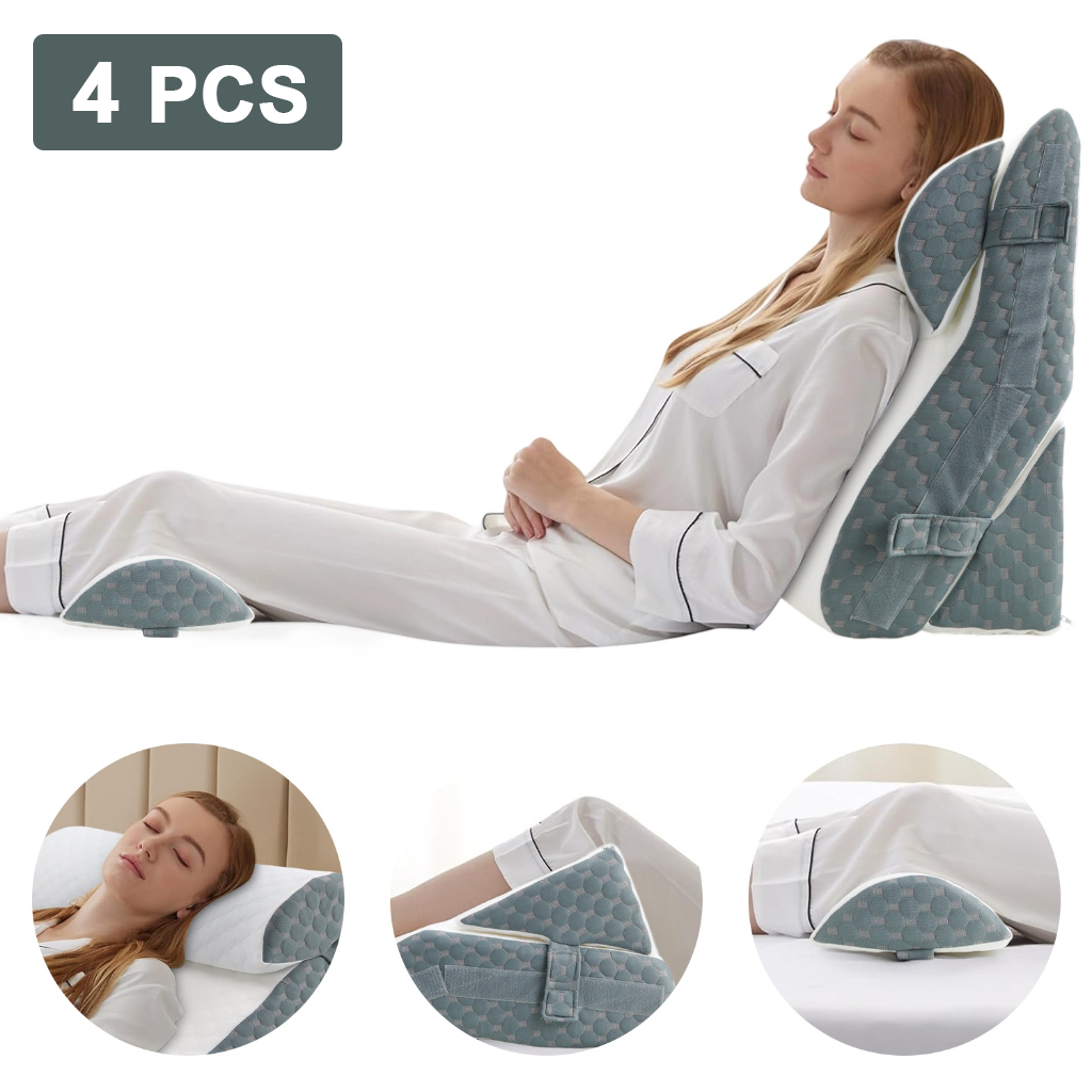 Travesseiros Cunha Anti Refluxo Encosto Pós Operatório 4pcs 20 em 1 Espuma Viscoelástica 30D Ajustável  Lavável
