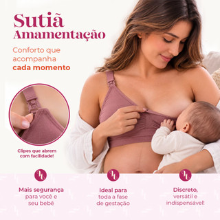 Kit 2 Sutiã Amamentação Bojo Removível Reforçado Maternidade