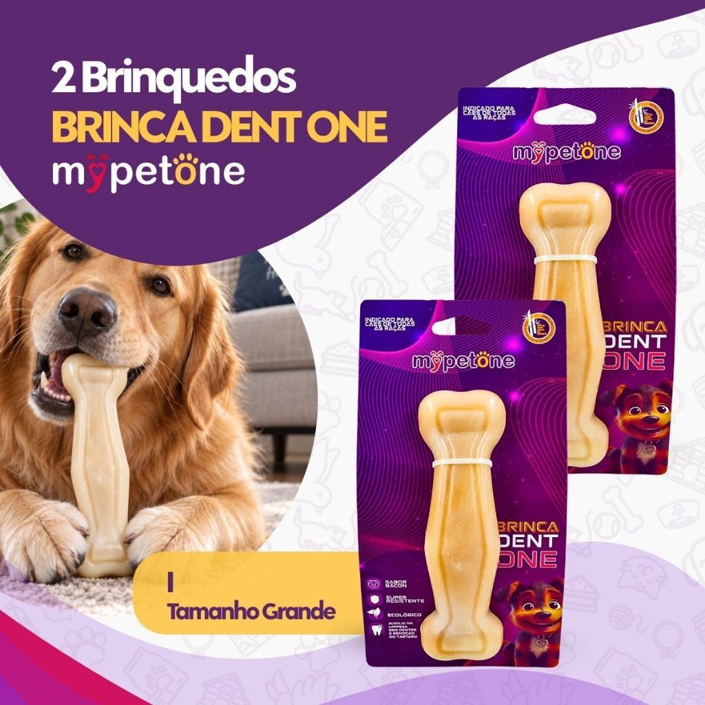 Kit 2 Brinquedo Osso Bamboo Brinca Dent One Sabor Bacon - I - Grande