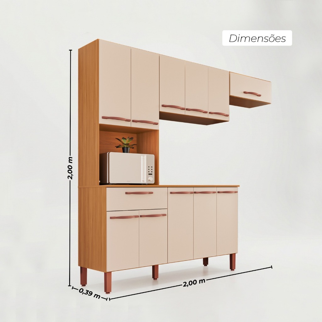 Cozinha Modulada Barcelona 100% MDF Móveis Home | 11 Portas + 1 Gaveta — imagem 2 de 2
