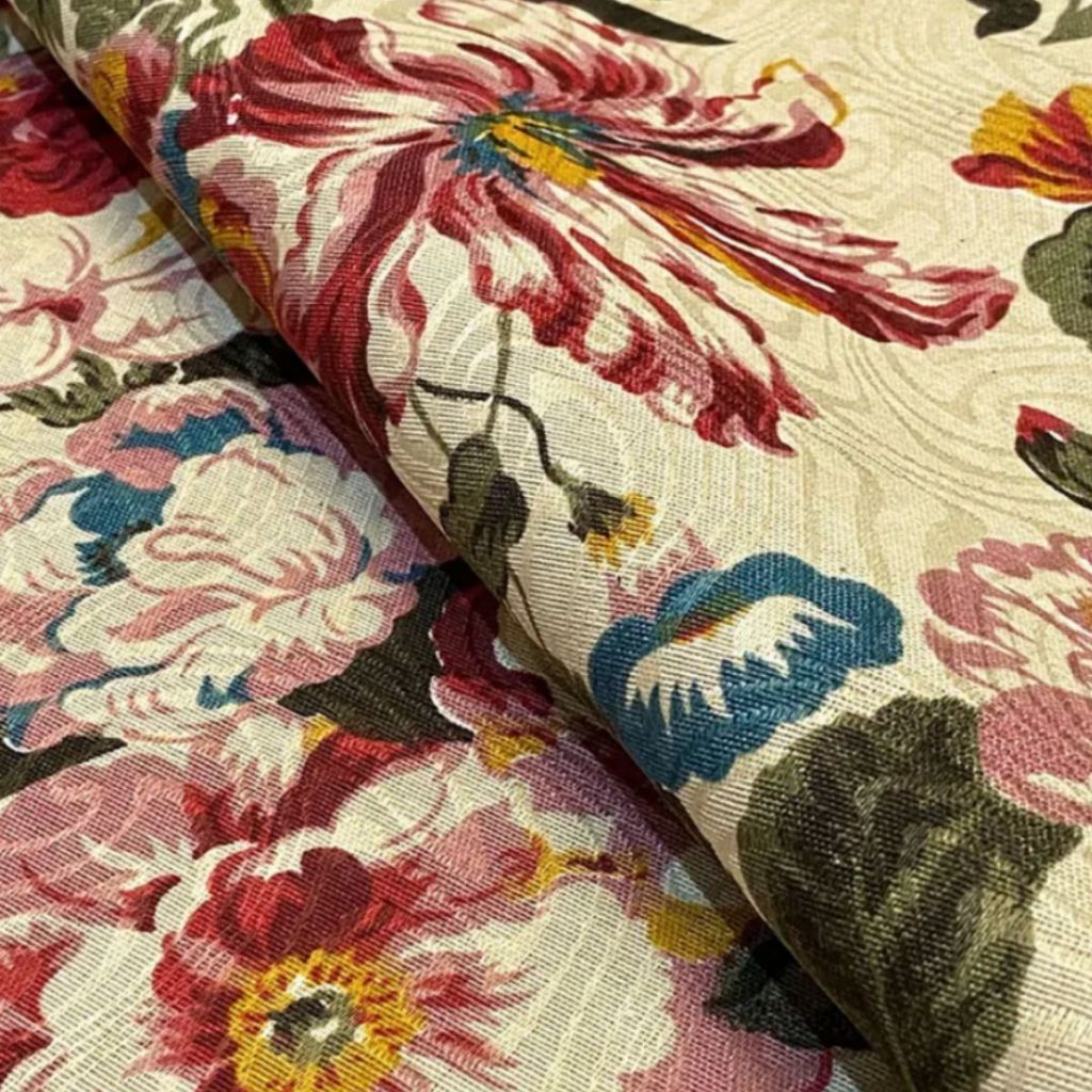 Tecido Jacquard Estampado Floral 2,80m de Largura Para Decoração Tapeçaria Estofados