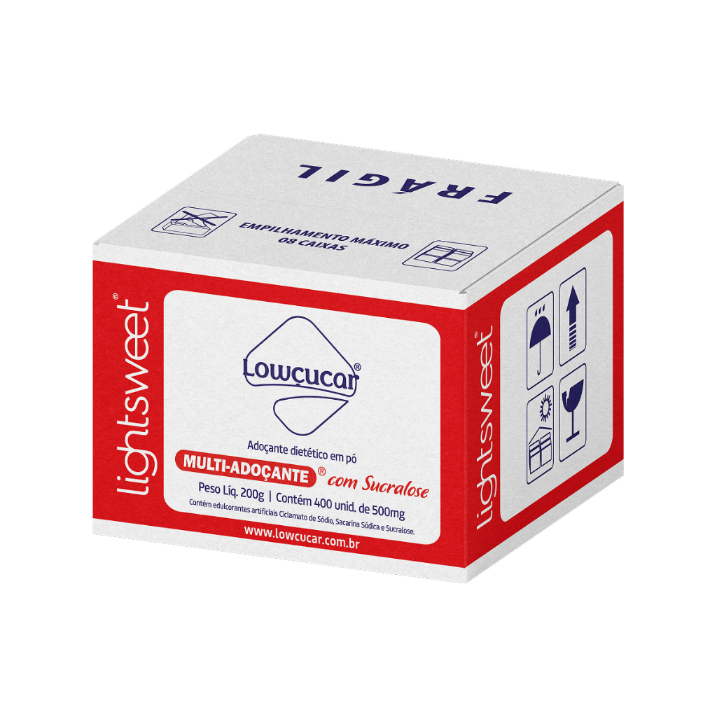 Adoçante com Sucralose Baixa caloria, Multi Adoçante Lowçucar, Praticidade Caixa com 400 Sachês 200g