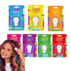 Giz Pinta Cabelo Colorido Temporário Popper Infantil Adulto Festas Várias Cores