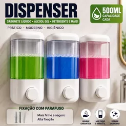 Dispenser Sabonete Líquido Parede 580ml Porta Álcool Gel Shampoo Detergente Banheiro Cozinha