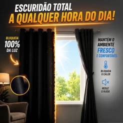 Cortina Blackout Pvc Vários Tamanhos Quarto Sala Cozinha Bloqueia 100% a Luz Varão Privacidade Dormi