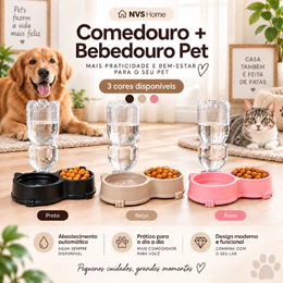 Comedouro Duplo Anti-Formiga Bebedouro Automático Suporte Para Garrafa - Cachorro Gato Higiene Pet