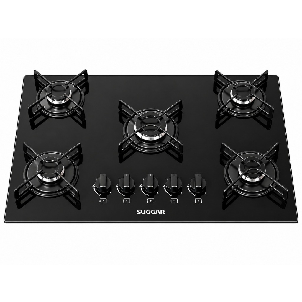 Cooktop Suggar 5 Bocas - Vidro Temperado Preto A Gás FG5005AVP Bivolt