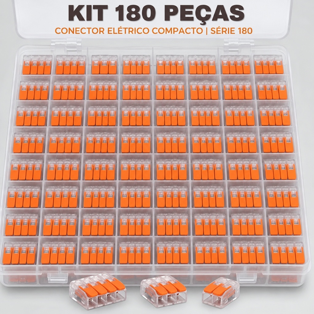 Kit 90 Peças Conector Elétrico Compacto Emenda Rápida Terminal Tipo Série 221 Fios 4mm