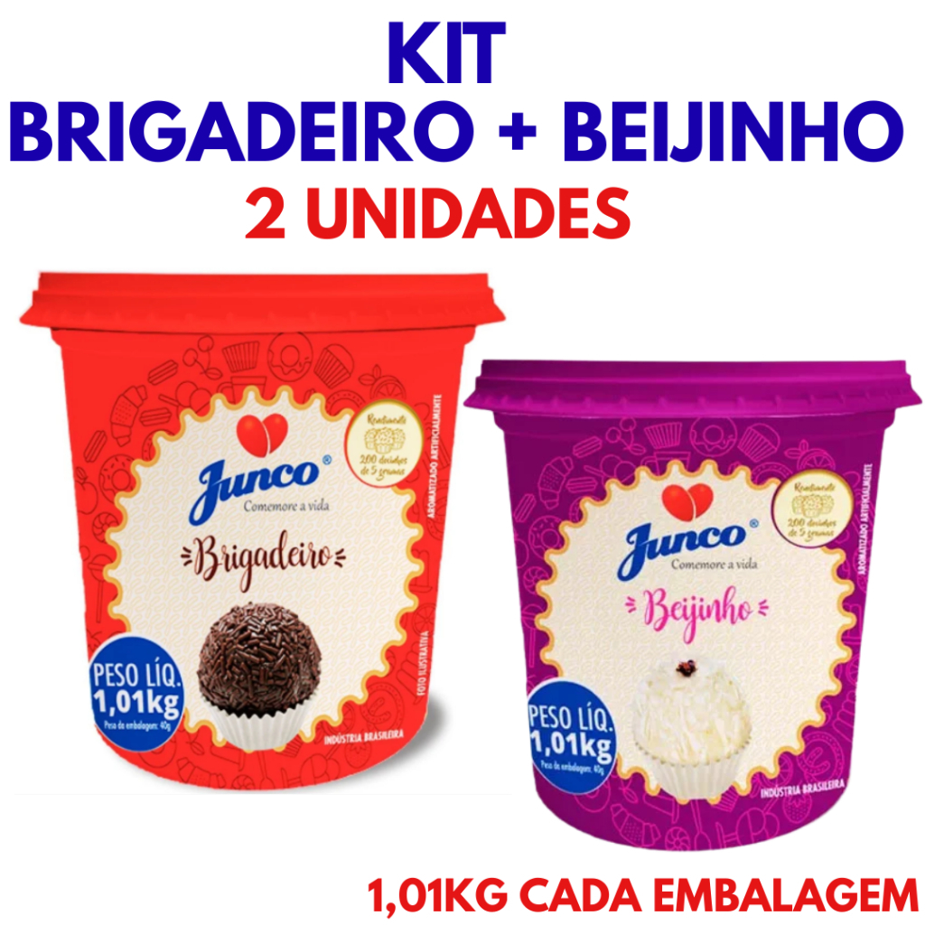 Kit Brigadeiro e Beijinho Junco 2 Potes 2,02kg Pronto para Enrolar Docinhos Festa