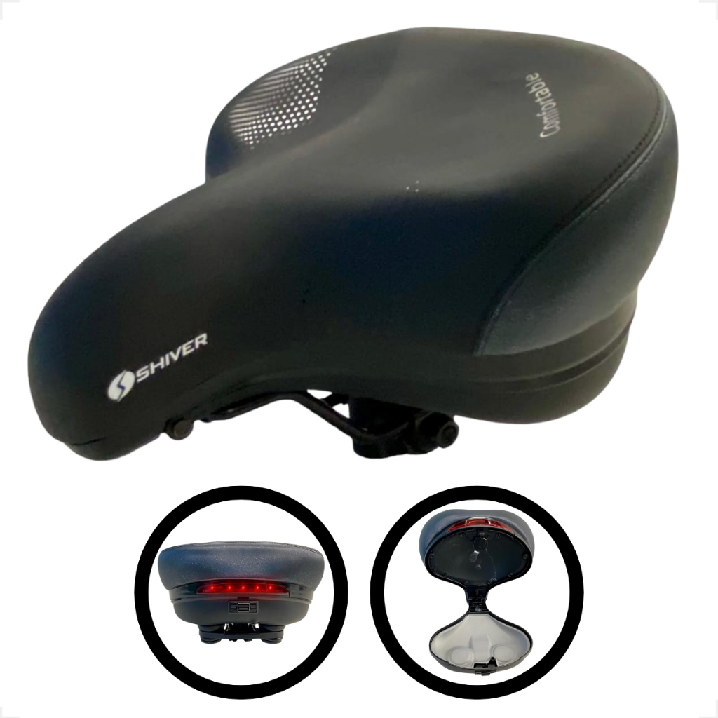 Banco Selim Celim Largo Confortavel Macio elastomero Bicicleta Bike Com porta objetos e sinalizador