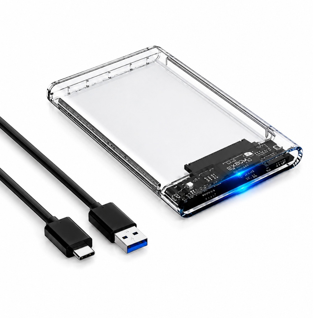 Case Hd Externo Transparente Tipo-c 3.0 Notebook Sata 2.5 Branco