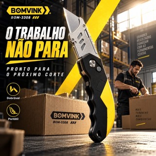 Estilete de Bolso Metal Dobrável Trapezoidal Reforçado c/ 5 Lâminas