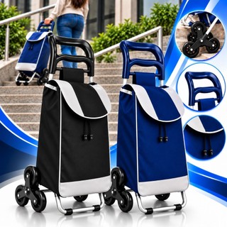 Carrinho De Feira Compras 6 Rodas Sobe Escada 30 Kg Dobrável Multiuso Portátil Reforçado Aço Resistente Espaçoso