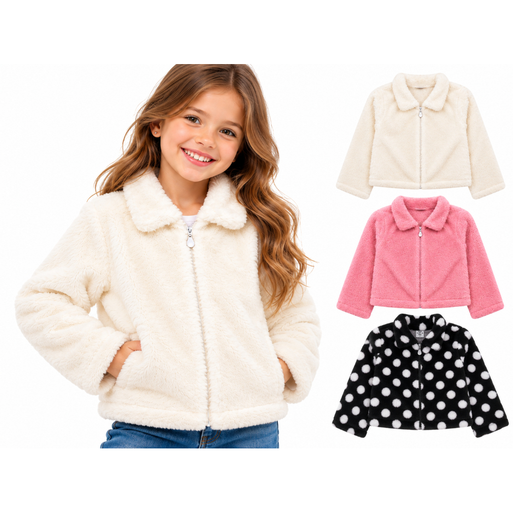 Casaco Infantil Feminino Peluciado Teddy Inverno Frio Macio Kit 2 e 3 Blusa Infantil TED