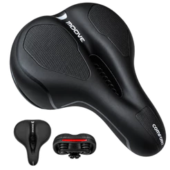 Selim de Bicicleta com 2 Molas Confort Vazado com Elastômero com Refletor Banco de Bike Confortável Moove Preto