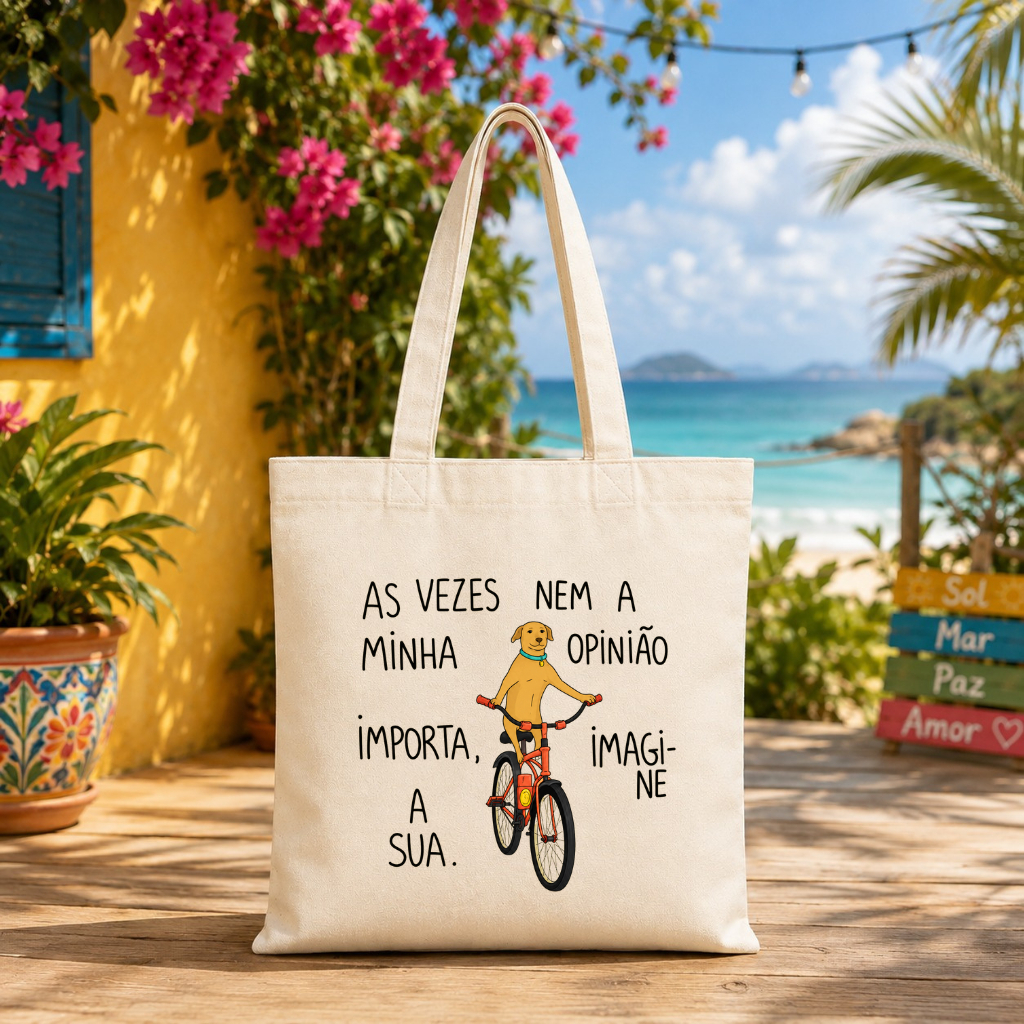 Ecobag Bolsa Estampada de Algodão Cru Espaçosa e Prática