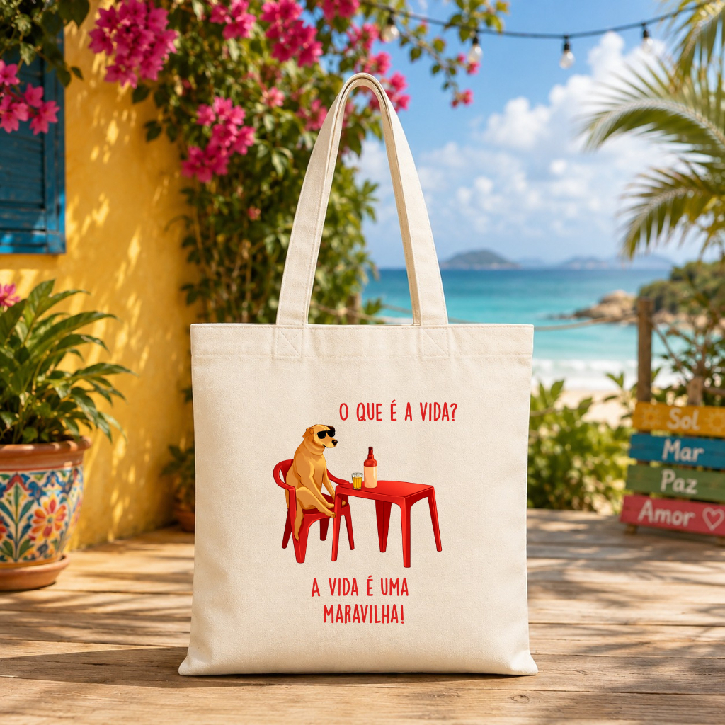 Sacola Ecobag Bolsa Algodão Cru com Frase Divertida para Passeios — imagem 2 de 2