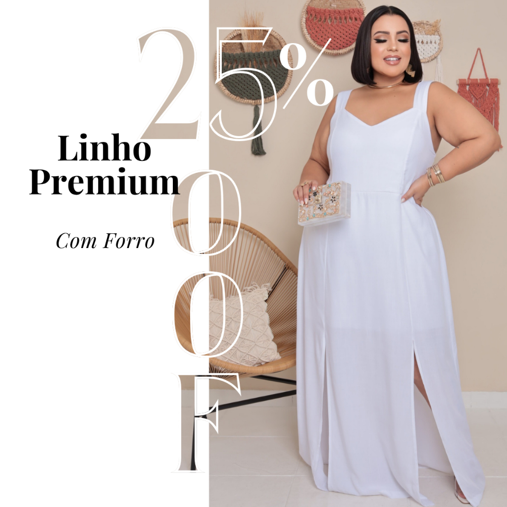 Vestido Feminino de Verão Longo Liso Feminino Moda Glam Plus Size Elegante e Casual