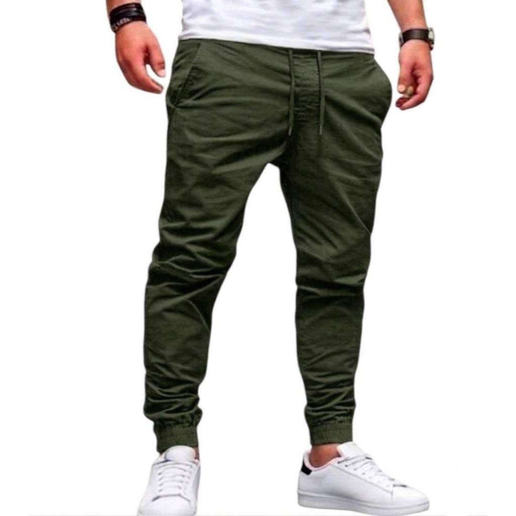 Calça Jogger Masculina Tecido Sarja Moderna Bolsos Laterais + Ajuste na Cintura