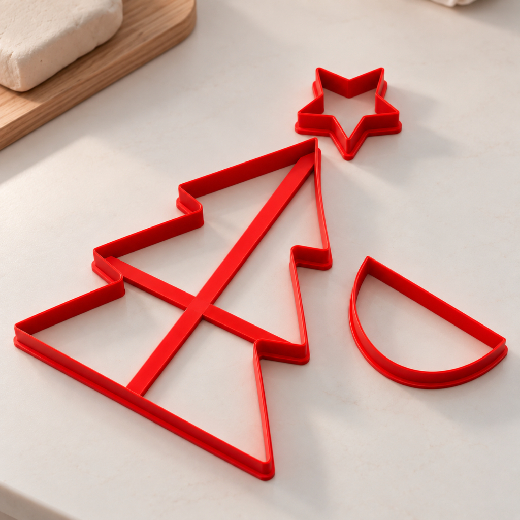 Kit Molde Cortador Argila Luminária Árvore de Natal 17cm Pinheiro Cerâmica Fria