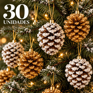 Kit 30 Pinhas Natal Enfeite Natural Decoração Pendente Artesanato Guirlanda Natalina