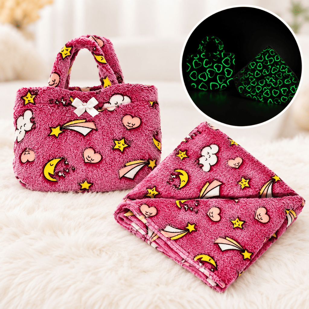 Kit Manta e Bolsa Boneca Mamãe Reborn Brilha no Escuro