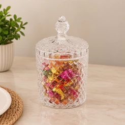 Potiche Decorativo de Cristal com Tampa Litt 13,5cm Wolff para Doces Joias Acessórios Decoração Mesa Aparador Elegante