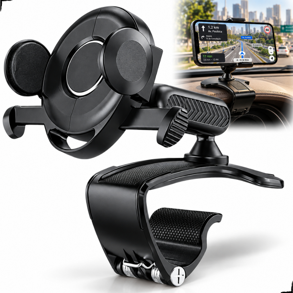 Suporte de Celular Carro Painel Ajustável Rotação 360° GPS Smartphone Direção Segura