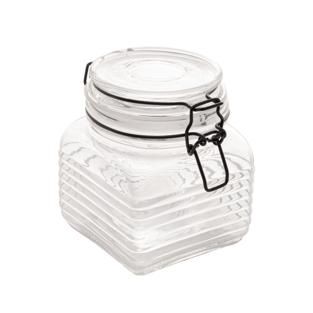 Pote Hermético de Vidro Borossilicato 750ml com Tampa de Metal Preto Lyor para Mantimentos Grãos Cereais Biscoitos Casa