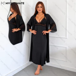 Kit de Robe e Camisola LONGOS sem Bojo de Microfibra Light