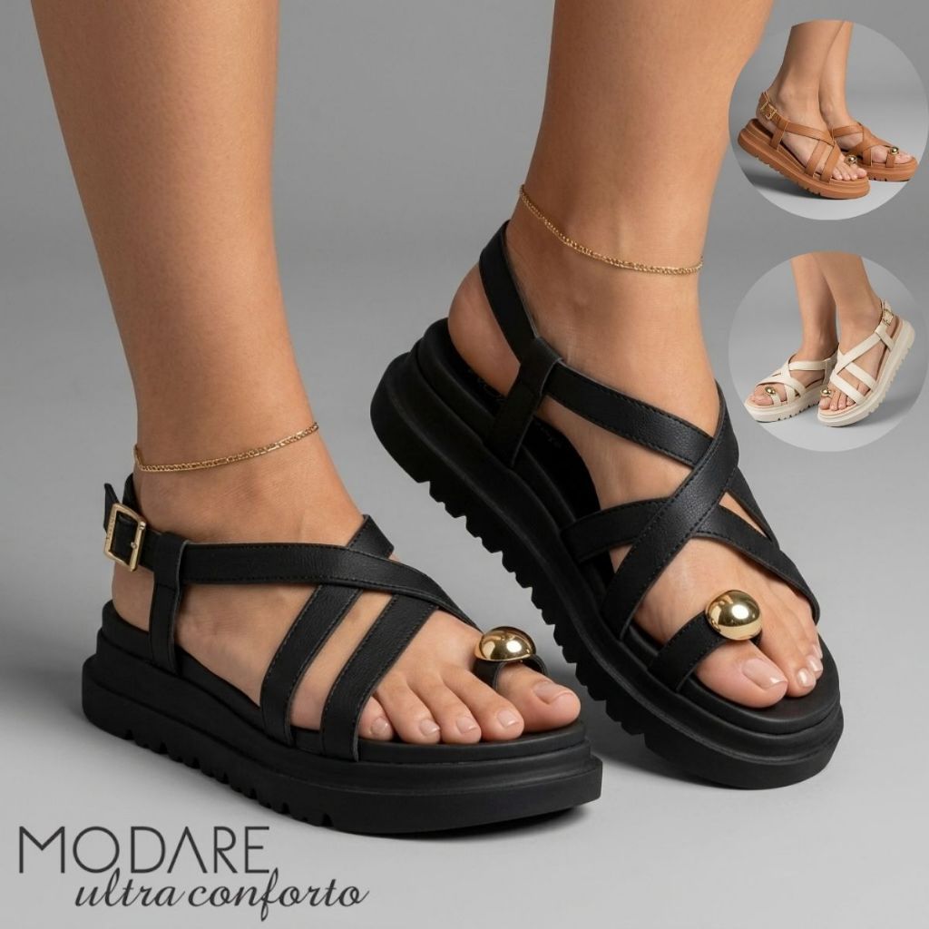 Papete Modare Feminina Confortavel Calce Facil Tiras Elasticas Moda Leve Tendencia